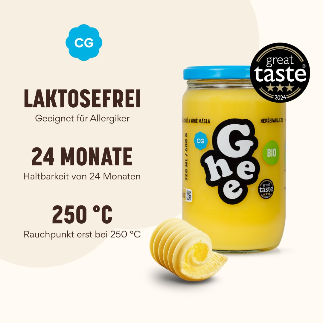 Ghee Butter BIO 600 g - Ideal Pentru Prăjit și Coacere Fără Lactoză