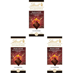 Lindt EXCELLENCE Bucăți De Aluat Cu Paiete Și Caramel - Ciocolată Neagră Fină Cu Aromă Intensă De Cacao