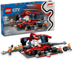 LEGO City F1 Pit Stop cu echipa și Ferrari Speedster - Set Formula 1 Pit Stop cu 1 pilot de curse și 4 minifigurine mecanice - Jucărie pentru mașini de curse pentru băieți și fete peste 6 ani - 60443 Seturi de constructie Besuche den LEGO-Store Titlu implicit