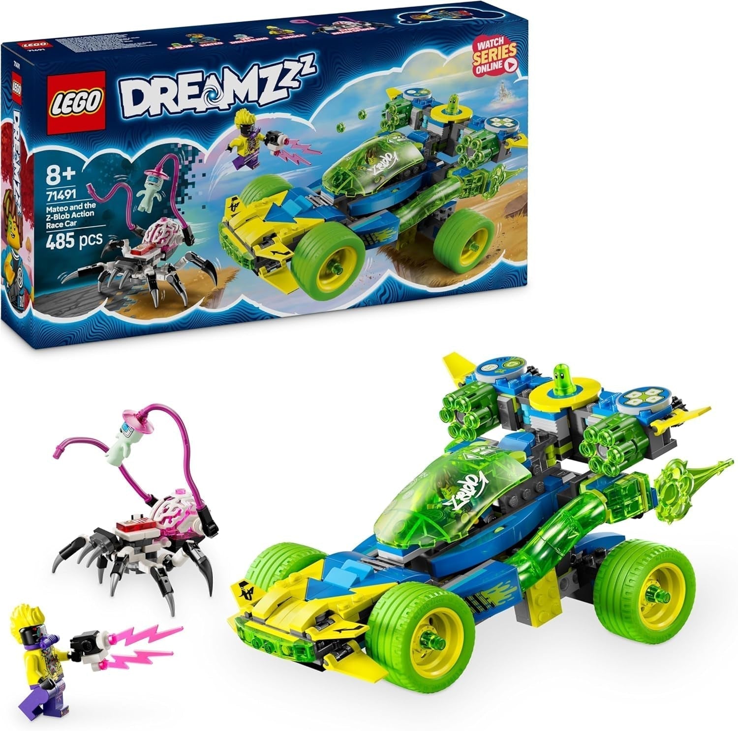 LEGO Dreamzzz Mateo cu mașina de curse de acțiune Z-Blob, set de joacă fantasy 2 în 1 cu vehicule, minifigurine și creaturi de vis pentru copii cu vârsta de peste 8 ani, cadou pentru băieți și fete 71491 Seturi de constructie Besuche den LEGO-Store Titlu implicit