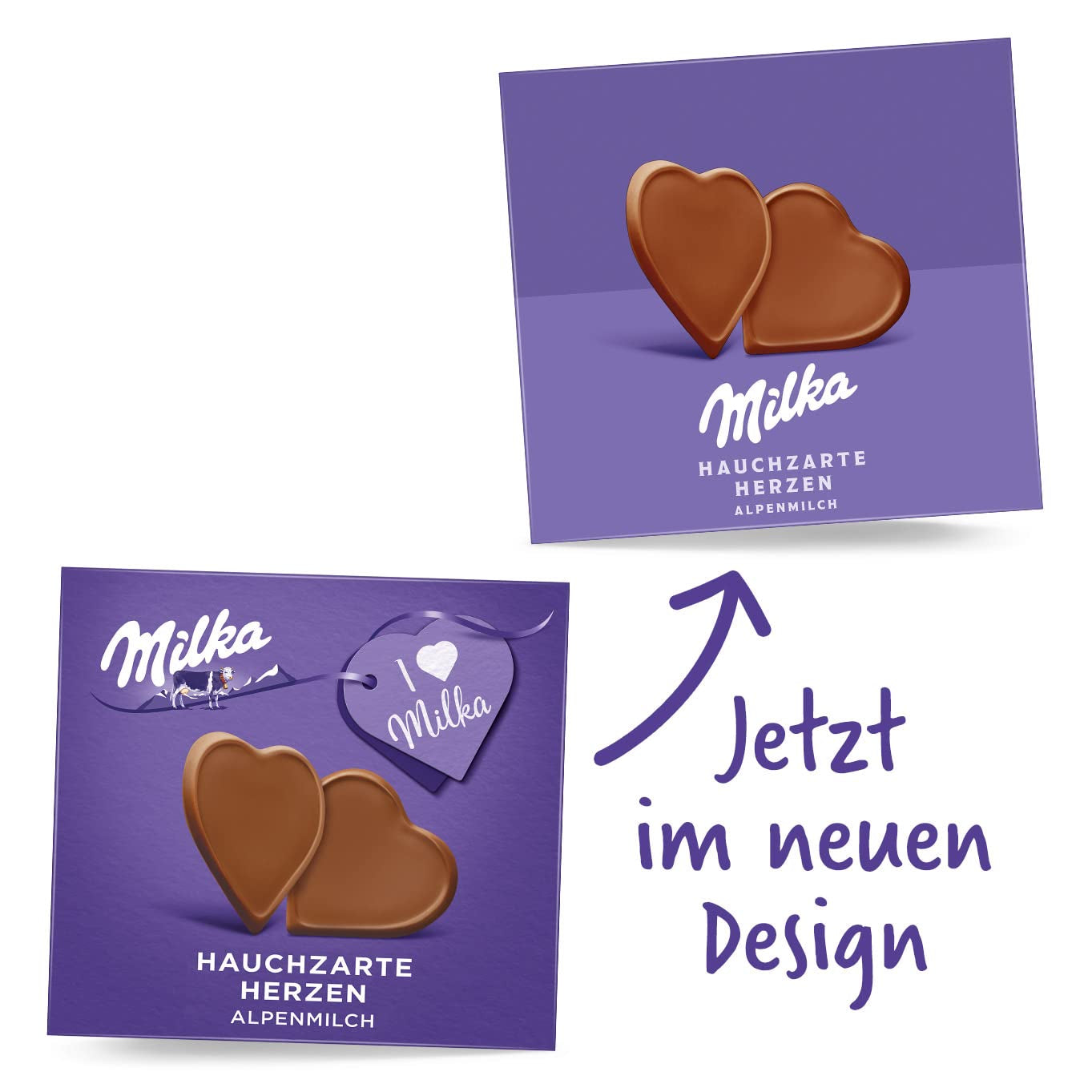 Milka, tablete de ciocolata cu lapte sub forma de inima, 10 x 130 grame Bomboane de Ciocolata Naty Shop