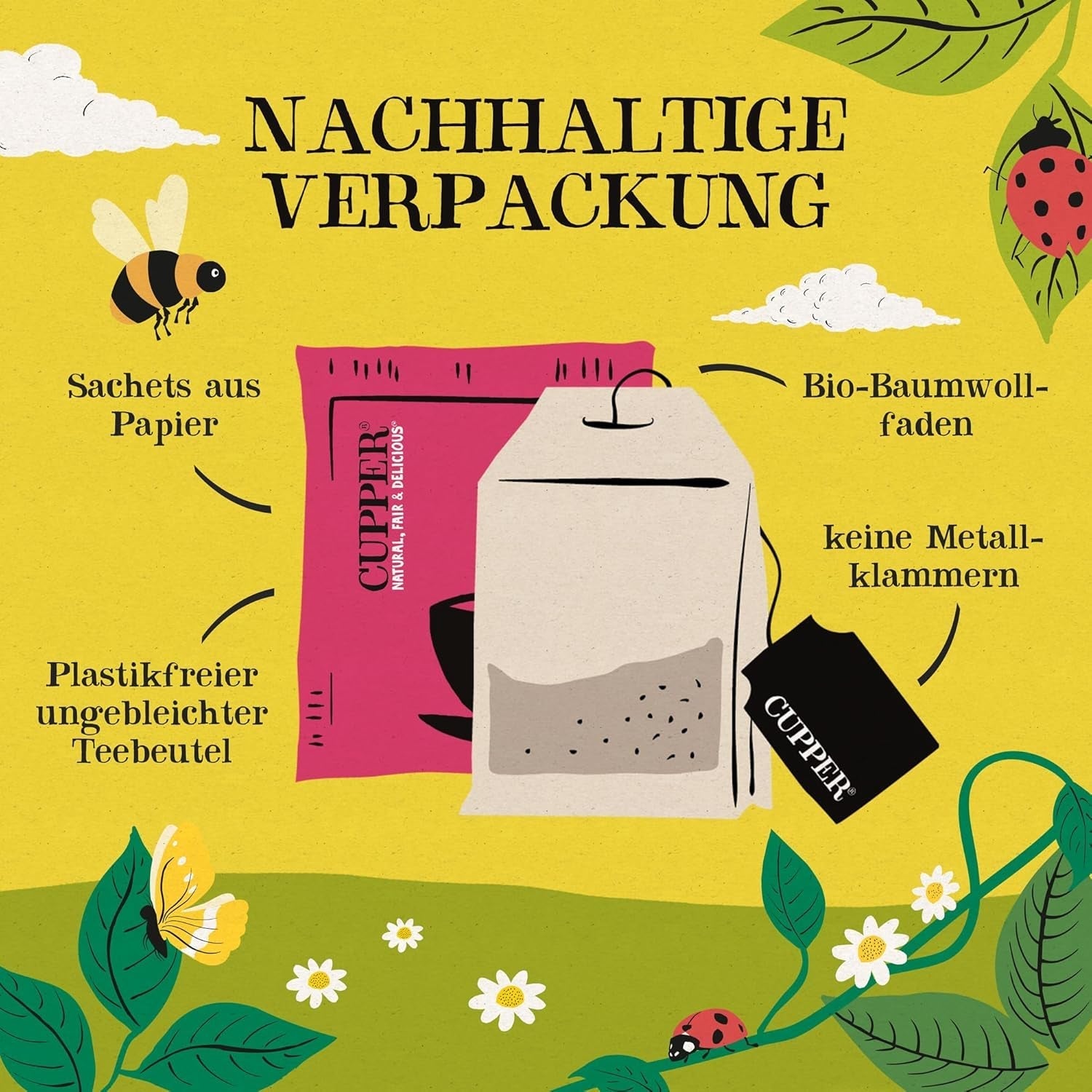 Set de ceaiuri bio Cupper Delicious Variety, 20 sortimente diferite de ceaiuri din plante și fructe, 20 pliculețe de ceai nealbite