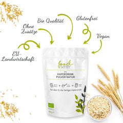 foodsetter Bio Haferdrink Pulver | 500g Beutel | Haferpulver | Instant Haferpulver | Bio-Quallität | Vegan | Glutenfrei | Ohne Zuckerzusatz | 0,5kg