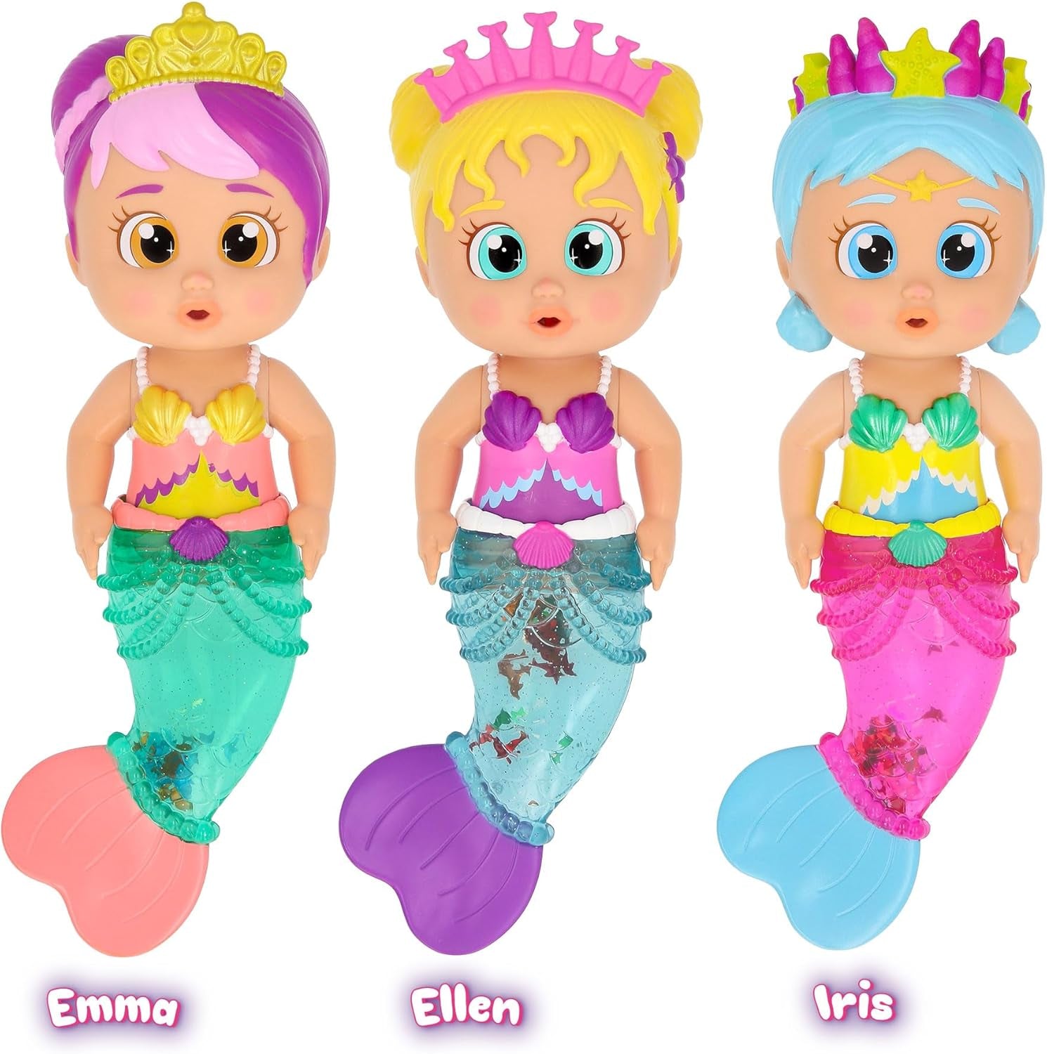 BLOOPIES Shimmer Meerjungfrau Iris, Wasserspielzeug, Meerjungfrau mit glitzerndem Schwanz voller Wasserspritzer, Spielzeug Geschenk für Kinder ab 18 Monaten