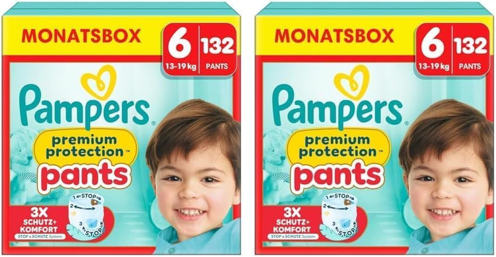Scutece Pampers Premium Protection Pants mărimea 7, 123 scutece, 15 kg+, cu ajustare la 360° și manșete moi anti-scurgere pentru confort și protecție optime