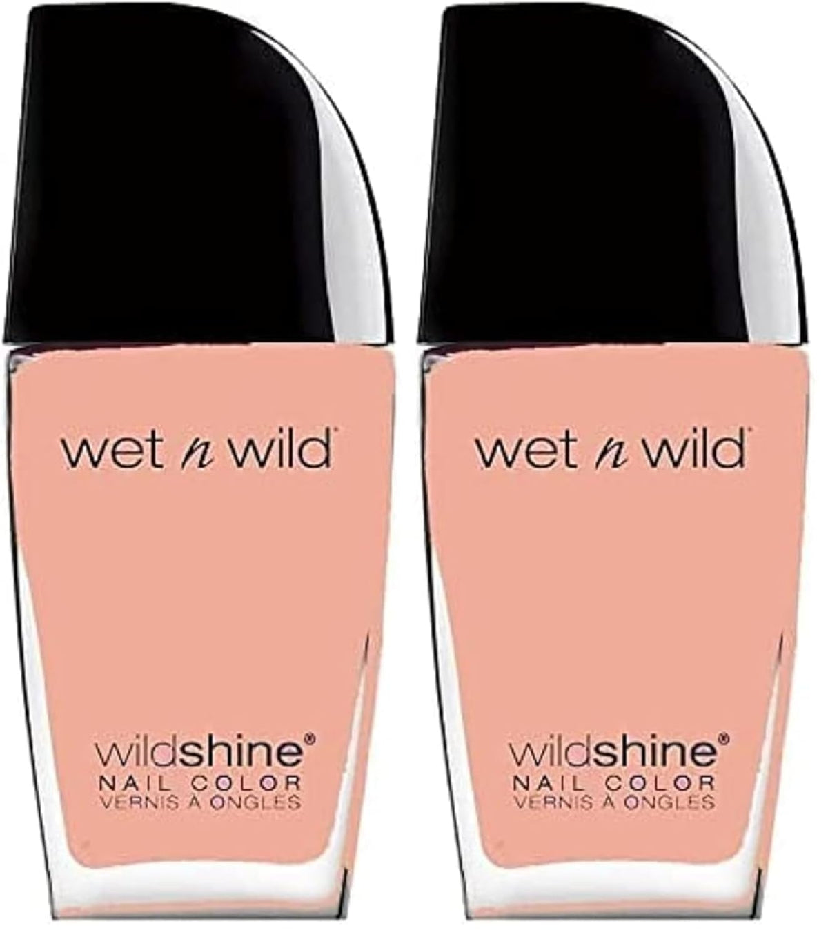 Wet n Wild, ojă Wild Shine, fără formaldehidă, toluen și ftalați, formulă de lungă durată care se usucă rapid, Tickled Pink (pachet de 2)