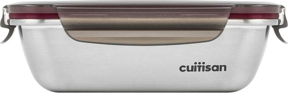 CANDL Cuitisan (Flora) borcan de depozitare a alimentelor din oțel inoxidabil cu capac cu clip, dreptunghiular, potrivit pentru cuptor cu microunde + cuptor, borcan de depozitare, EC7-SS10 2800ml Cutii depozitare alimente Naty Shop 18.4Cm X 13.0Cm X 6.0Cm / 580Ml