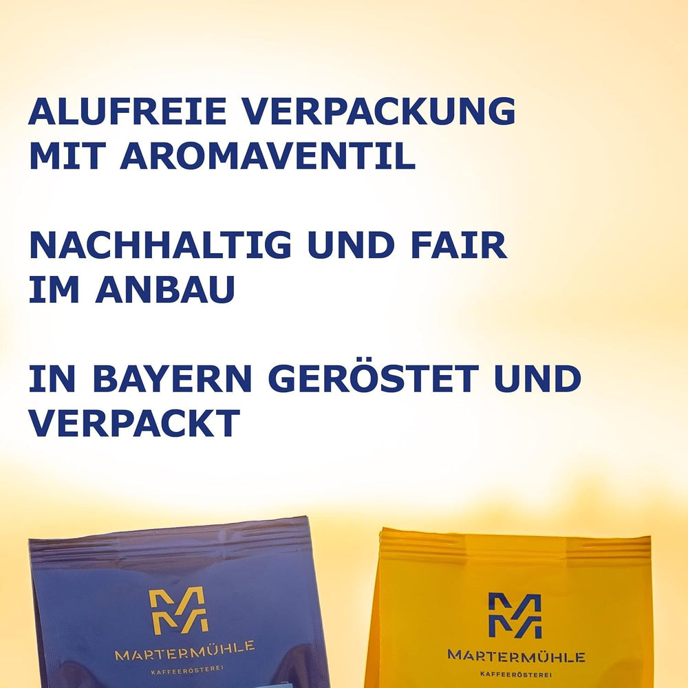 Set mostre boabe de cafea Martermühle 3x250g tărie ușoară/medie I Arabica I Boabe întregi de cafea prăjite ușor, aciditate scăzută (39/46/529)