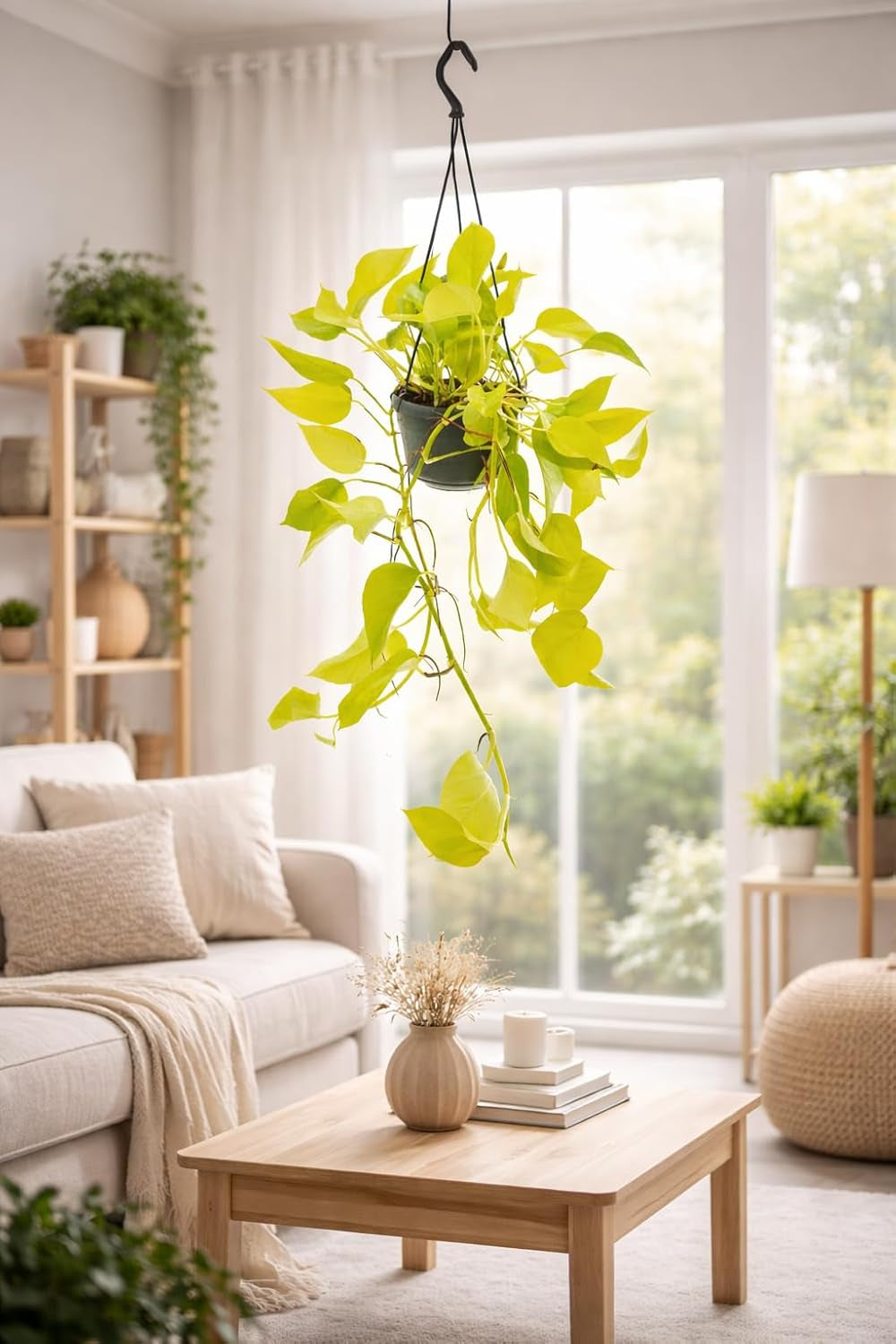 Efeutute (Epipremnum Aureum) Am Moosstab – Große, Pflegeleichte, Luftreinigende Zimmerpflanze Im Topf Ø 24 Cm, Höhe Ca. 120 Cm