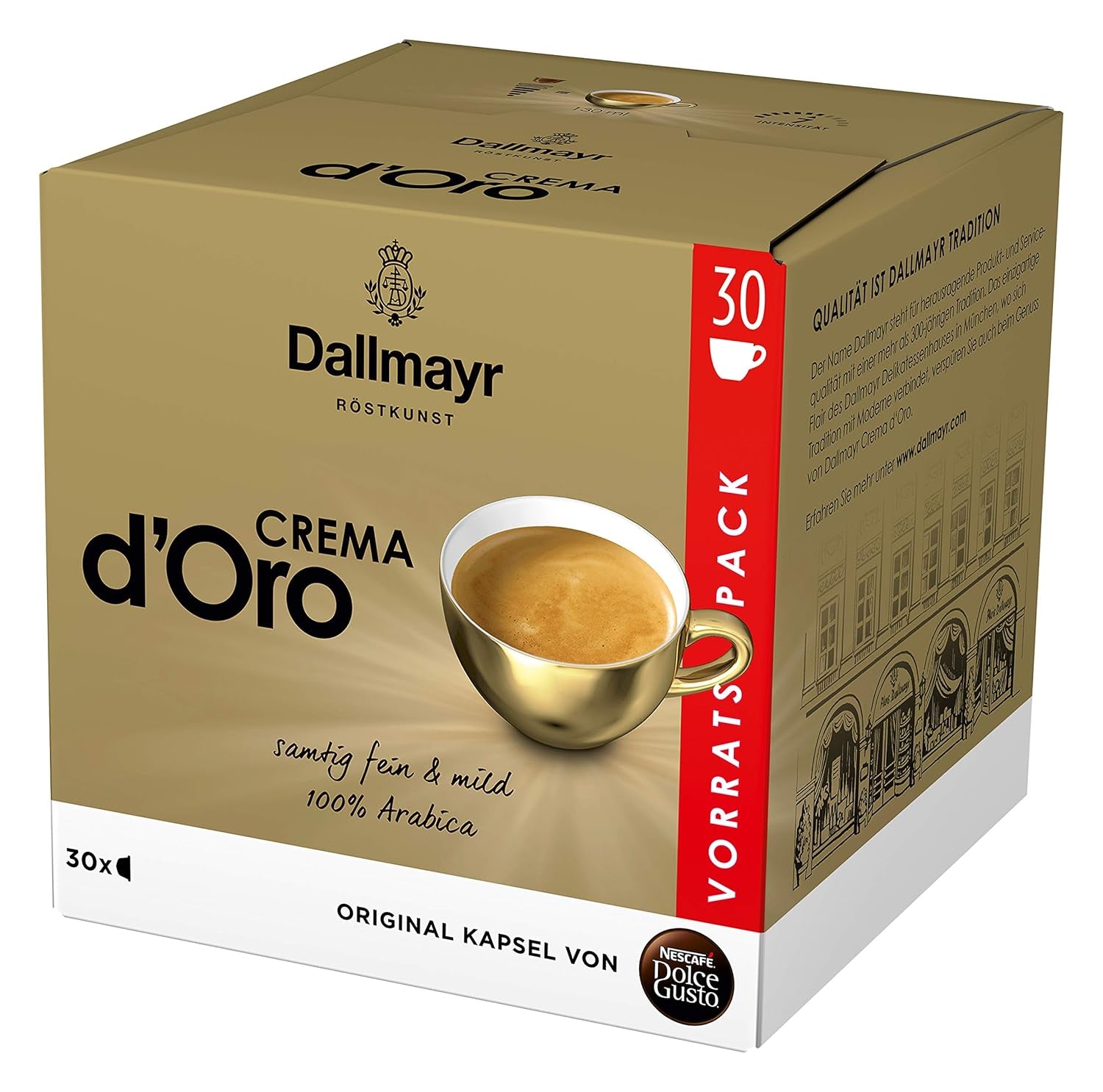 Dallmayr Crema d´Oro, XXL-Vorratsbox, 90 Kaffeekapseln, Feine Crema und vollmundiges Aroma(3 x 30 Kapseln) & Dallmayr Prodomo, XXL-Vorratsbox, 90 Kaffeekapseln (3 x 30 Kapseln)