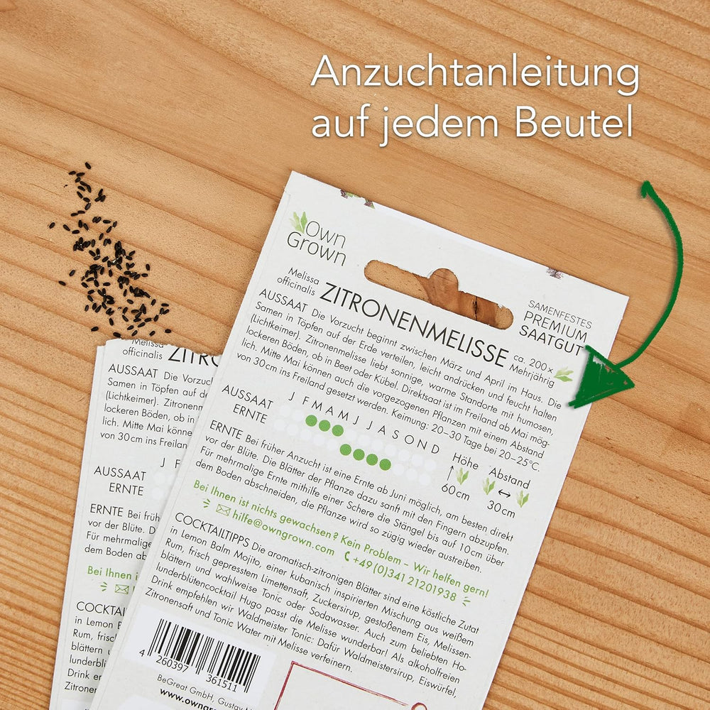 Cocktail Kräuter Samen Set Von Owngrown - 8 Sorten Samen Für Frische Kräuter Pflanzen Auf Fensterbank, Balkon Oder Im Garten - Zitronenmelisse, Basilikum, Estragon, Minze Und Mehr