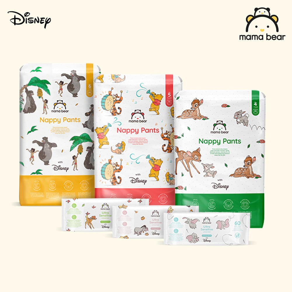 Marcă Amazon: Mama Bear Disney Mărimea 6 (15+ kg) – Pachet lunar, Alb, 120 de bucăți (2 pachete a câte 60)