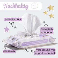 Șervețele umede Millis Bamboo Baby Sensitive pentru pielea delicată a bebelușilor – 5 x 60 bucăți – Curățare naturală, blândă și sustenabilă – Șervețele biodegradabile pentru bebeluși, fără plastic și fără alcool