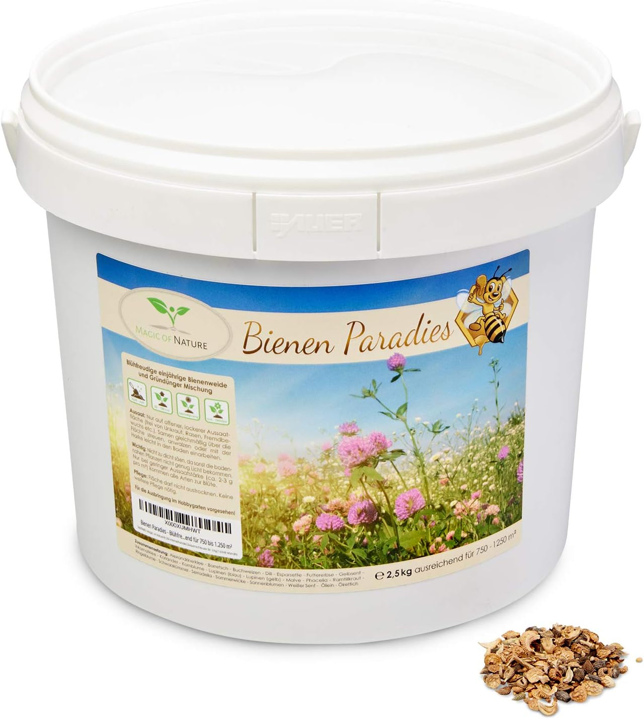 Mix de semințe de flori Magic of Nature - Paradisul albinelor - 1 kg - Ușor de utilizat - Pășune pentru albine înflorite - Sfaturi de semănat - Pentru 300 până la 500 m²