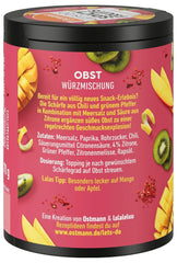 Ostmann Gewürze - Let's Do Spicy Fruits | Würzmischung für süßes Obst kreiert von Lalaleluu | scharfes Obst-Topping mit Chili und Pfeffer, lecker auf Apfel oder Mango | 70 g in recyclebarer Metalldose