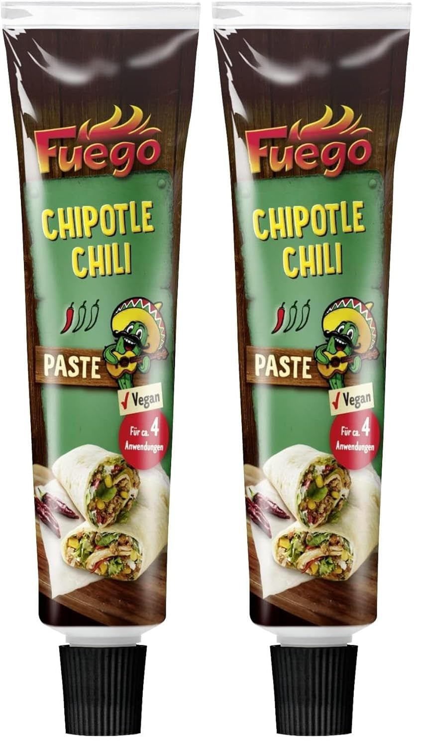 - Chipotle Chili Paste , Scharfes Würzen von mexikanischen Gerichten , Für 4 Anwendungen , Vegan , 1 x 40 g