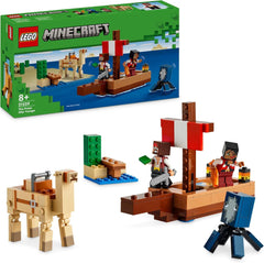 LEGO Minecraft The Pirate Ship Voyage, navă de jucărie cu figuri de pirați, calmar și cămilă, jucărie de construcție pentru jocuri de rol, cadou pentru băieți și fete de la 8 ani 21259 Seturi de constructie Besuche den LEGO-Store Titlu implicit