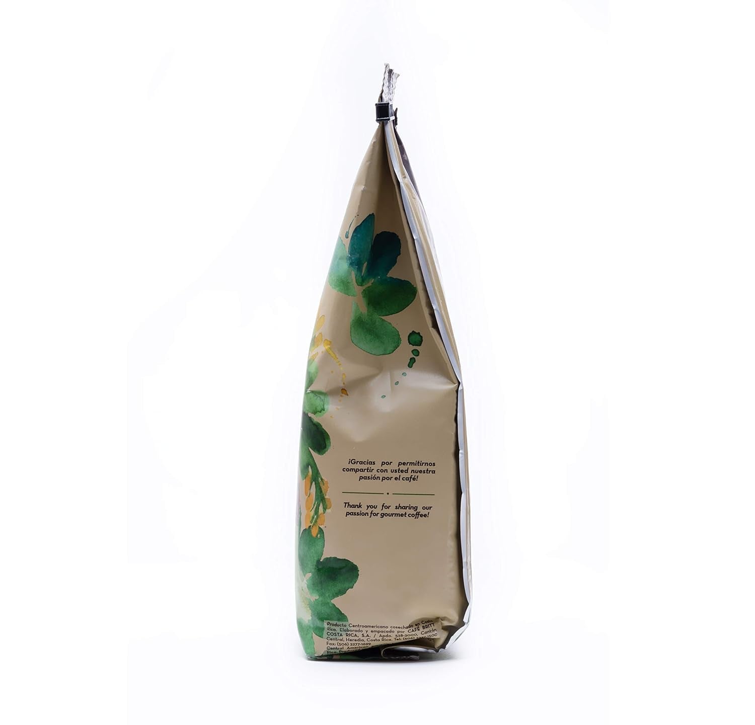 Café Britt® - Amestec Costa Rican Habitat Sloth Blend (340 g.) (Pachet de 1) Cafea Arabica în boabe întregi, Kosher, fără gluten, gourmet și prăjire medie închisă