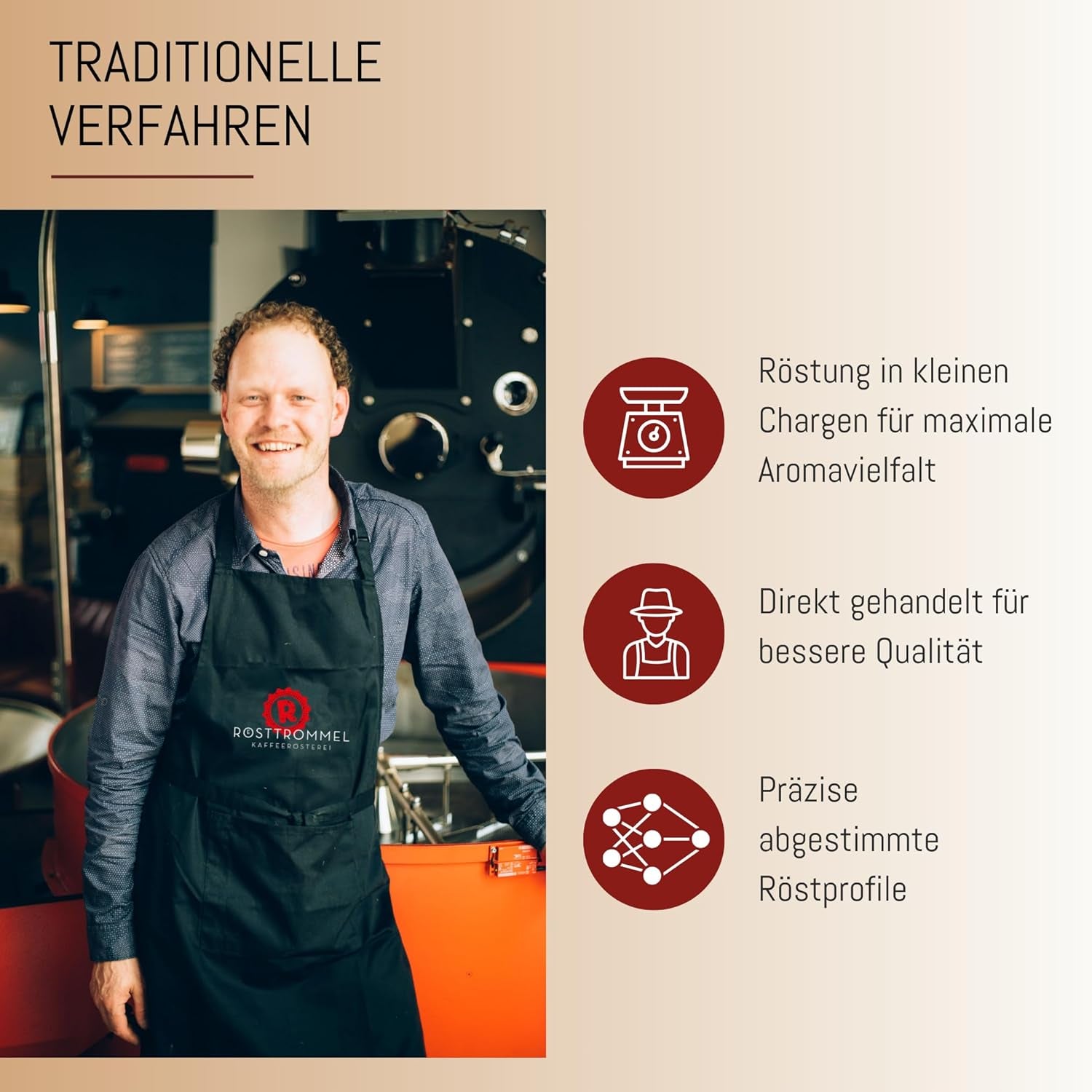 RÖSTTROMMEL BLACK LABEL - Special Blend ESPRESSO, Ganze Kaffee-Bohnen 1kg, 50% Arabica, 50% Canephora, Röstung 8.5/10, 50% Brasilien, 50% Indien, Geschmack: cremig - kräftig - zartbitter Schokolade