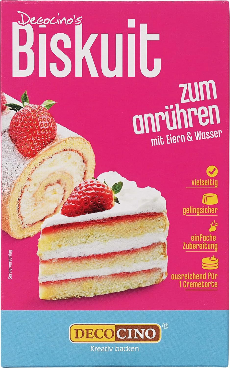 DECOCINO Biskuit Backmischung (250 G) – Einfache Zubereitung – Gelingsicher – Zum Backen Von Luftigen Biskuitböden, Creme-Torten, Biskuitrollen Uvm. Naty Shop Default Title