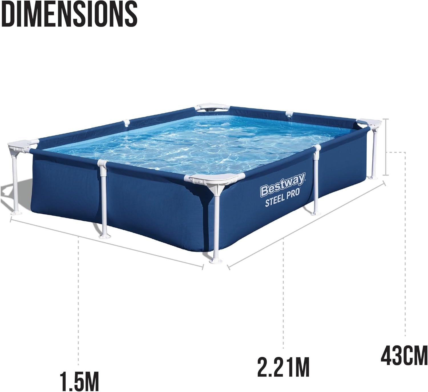 Piscină de 2,21 m x 1,50 m x 43 cm / 7'3" x 59" x 17"