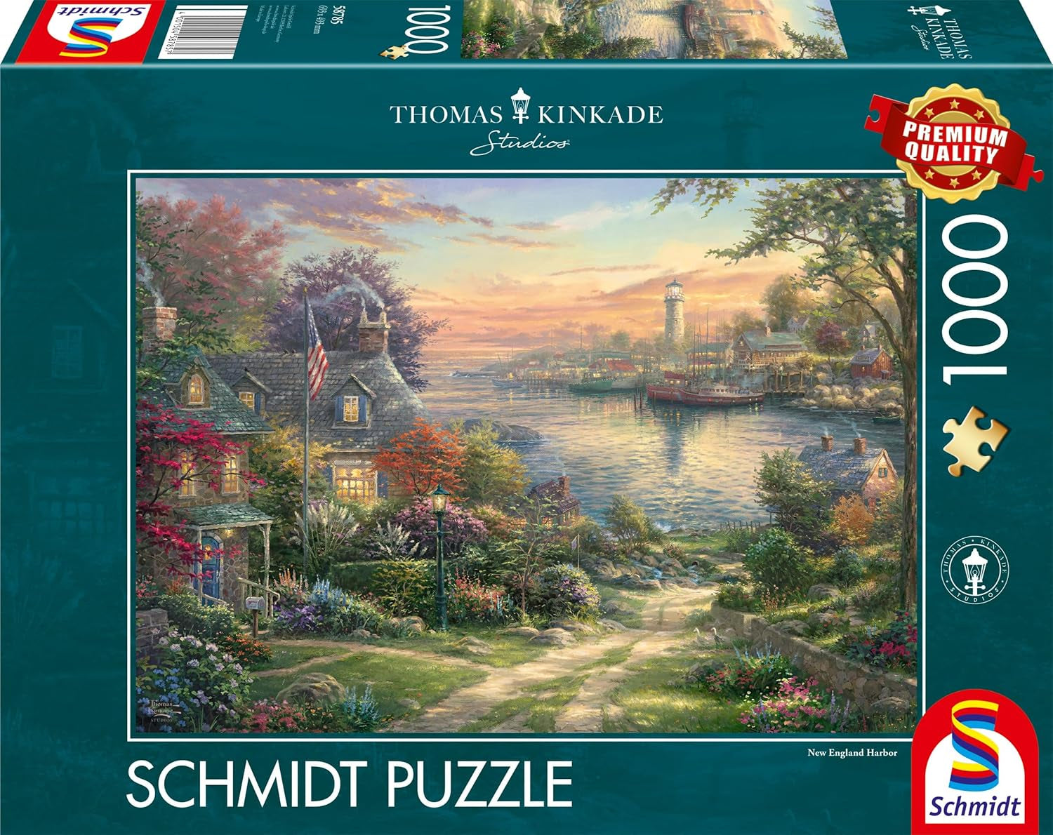 Schmidt Spiele 58785 Thomas Kinkade, New England Harbor, puzzle jigsaw 1000 piese, colorat Puzzle Naty Shop Titlu implicit