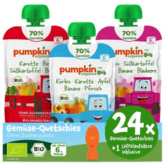 Pumpkin Organics 24Pack, piure de legume organice, fără zahăr adăugat, pentru bebeluși de la 6 luni, 24 x 100 grame Mama si Copilul Naty Shop 24 x 100 grame