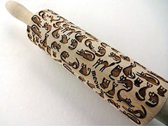 Sucitor MEOW CAT pentru produse de patiserie și ceramică de casă. Sucitor în relief. Cadou pentru iubitorii de pisici. Sucitor cu model gravat de la Algis Crafts