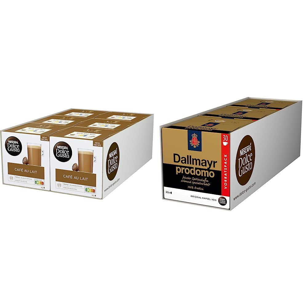NESCAFÉ Dolce Gusto Café au Lait 96 Kaffeekapseln (ausgewählte Robusta Bohnen & Dallmayr Prodomo