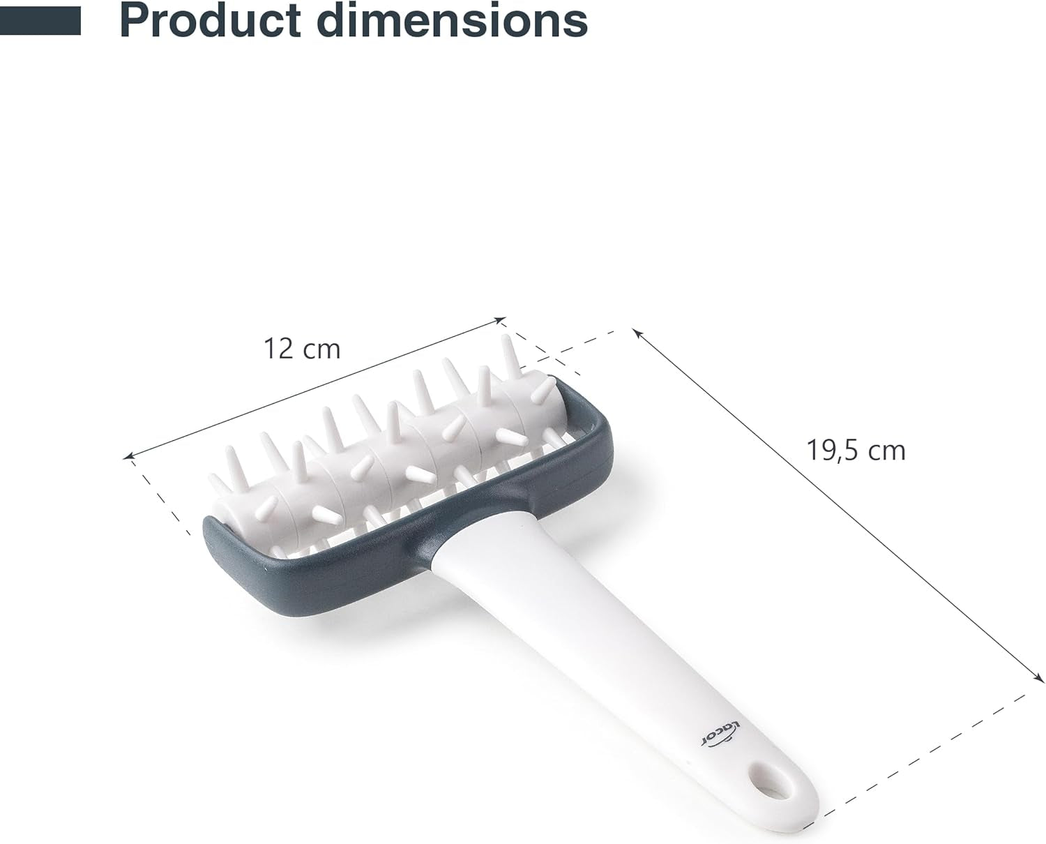 - 68802 - Burete de bucătărie, rolă pentru tamponare, rolă pentru paste, previne bulele în aluat, mâner ergonomic, 100% detașabil, lavabil în mașina de spălat vase, polipropilenă, fără BPA, 12x19,5 cm