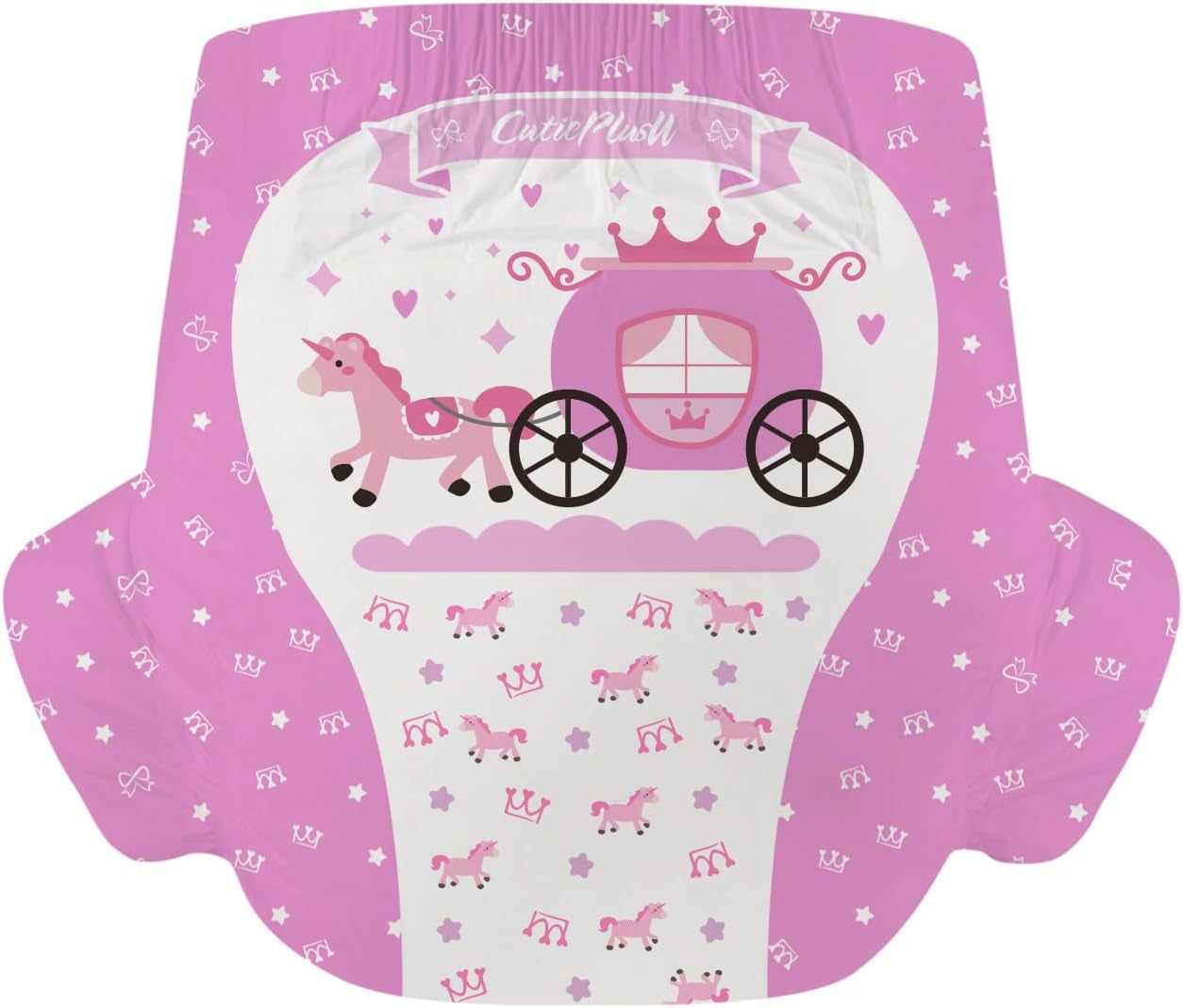 Scutece pentru adulți CutiePlusU, 10 bucăți, chiloți de incontinență de unică folosință cu tablă pentru femei și bărbați, absorbție maximă peste noapte - Little Princess (Mărime mare 94-119 cm)