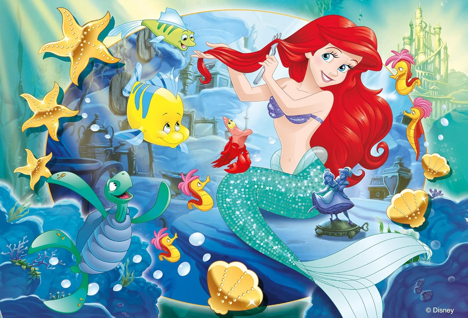Lisciani - DISNEY Puzzle Ariel - Recreează și colorează scenele din cutiile tale preferate - de la 7 ani - PUZZLE DE MARE DIMENSIUNE cu 250 de piese - Încurajează dexteritatea Puzzle Naty Shop