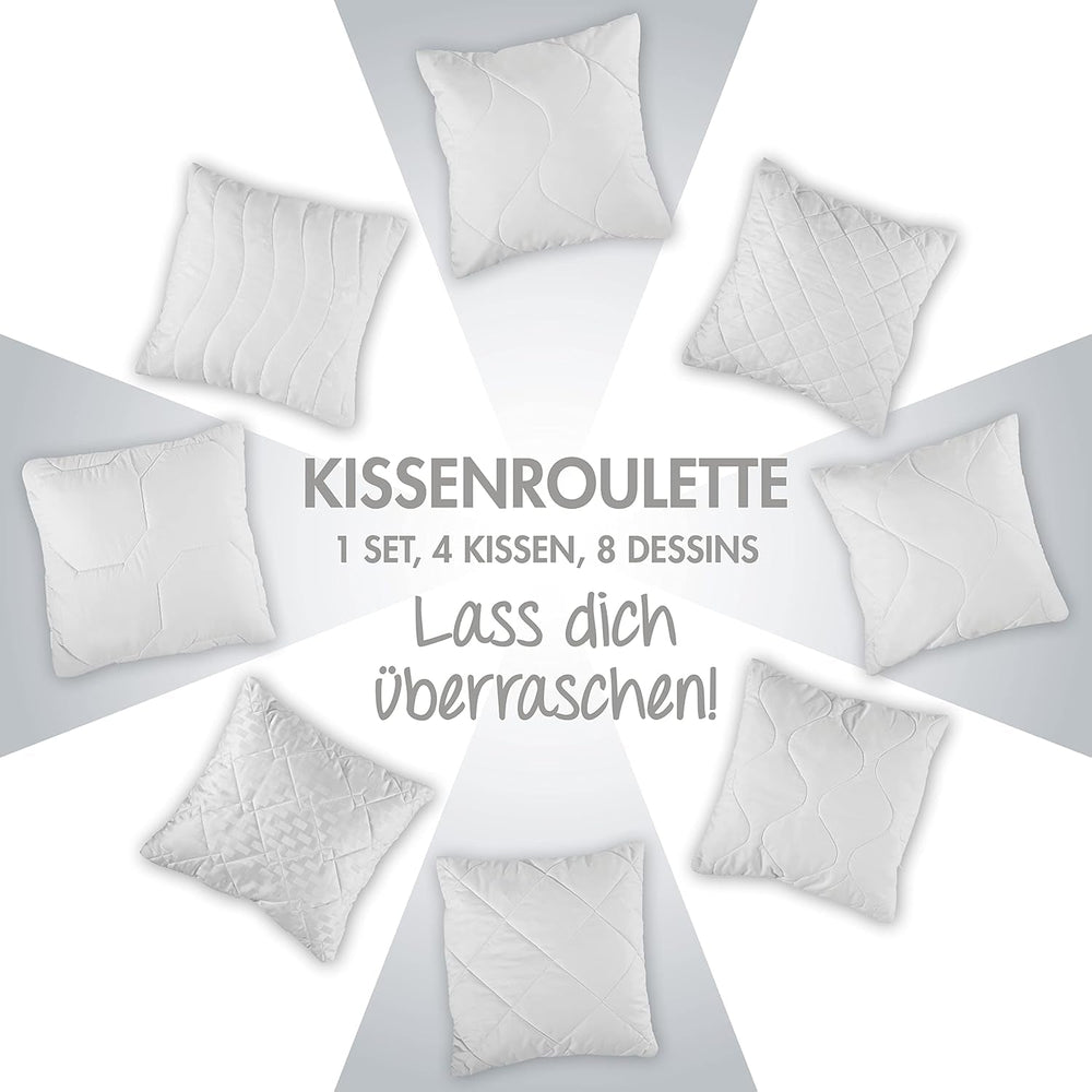 Traumnacht Pernă confortabilă ruletă, Set de 4 perne, Cu capac matlasat și umplutură din tije de spumă, 40 X 40 cm, Certificat Oeko-Tex, Produs în conformitate cu standardul de calitate german Perne standard Naty Shop