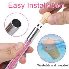 2 Stück Nail Art Rendering-Werkzeuge Doppelter Kopf, Sponge Brush Applikator Inkl 8 Ersatzköpfe, Nail Art Schwamm Und Tupfpinsel(Weiß, Rosa)