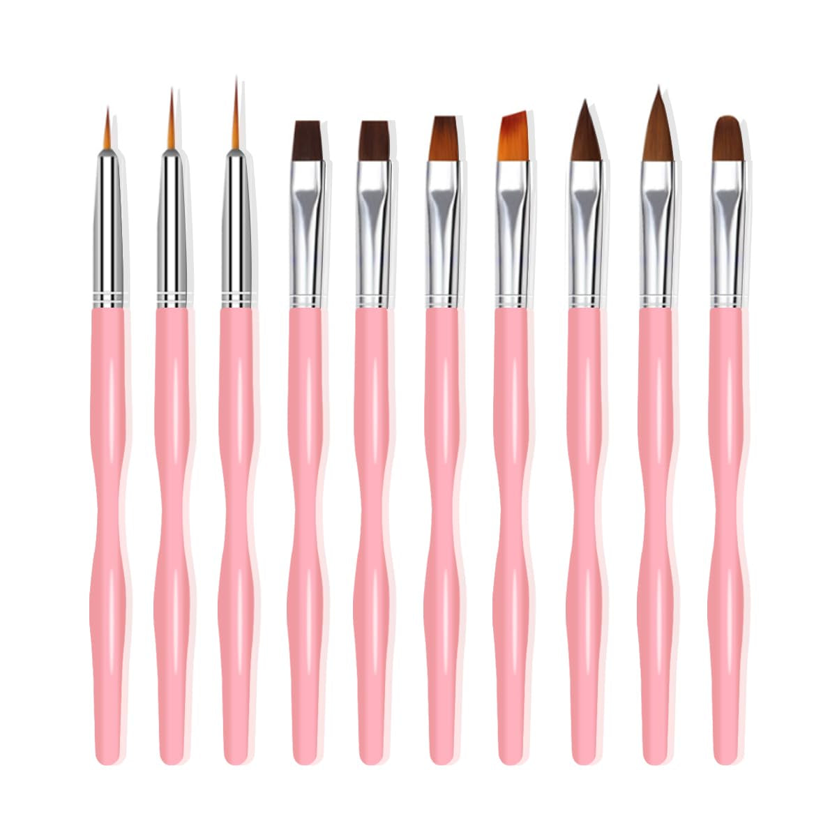 Nail Art Pinsel Set, 10Pcs Nageldesign Malerei Pinsel, Professionelle Nail Art Design Pinsel, Nail Fine Liner Pinsel, Schwarz