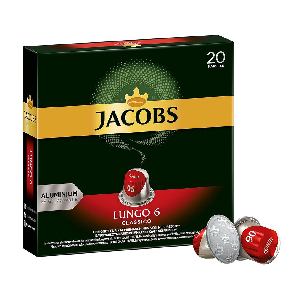 Kaffeekapseln Lungo Classico, Intensität 6 von 12, 10 x 20 Getränke & Kaffeekapseln Espresso Intenso, Intensität 10 von 12, 200 Nespresso®* kompatible Kapseln, 10 x 20 Getränke