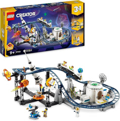 LEGO 31142 Creator 3-In-1 Rollercoaster spațial, kit de jucărie pentru bâlci cu cărucioare funcționale, convertibil în turn de cădere liberă sau carusel cu rachete și cărămizi strălucitoare Seturi de constructie Besuche den LEGO-Store Singur