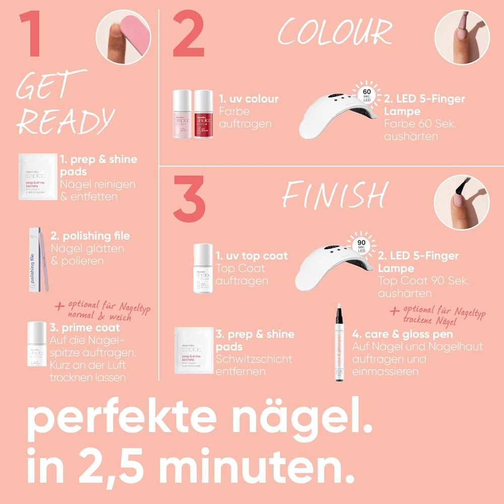 alessandro Striplac UV Top Coat Rosé - Unghii strălucitoare, rezistente la zgârieturi, până la 15 zile - Poate fi folosit cu sau fără culoare - Tehnologie delicată de îndepărtare - Vegan - Roz, Transparent, 6,5 ml