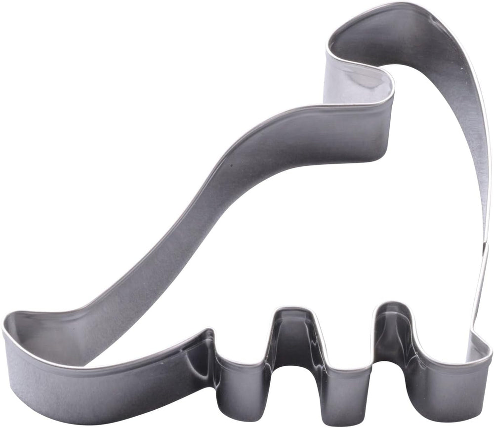 Set de forme de biscuiți Zenker cu dinozauri din oțel inoxidabil, 4 piese – Perfect pentru sesiuni creative de copt cu copiii, lavabil în mașina de spălat vase, design modern cu dinozauri, argintiu