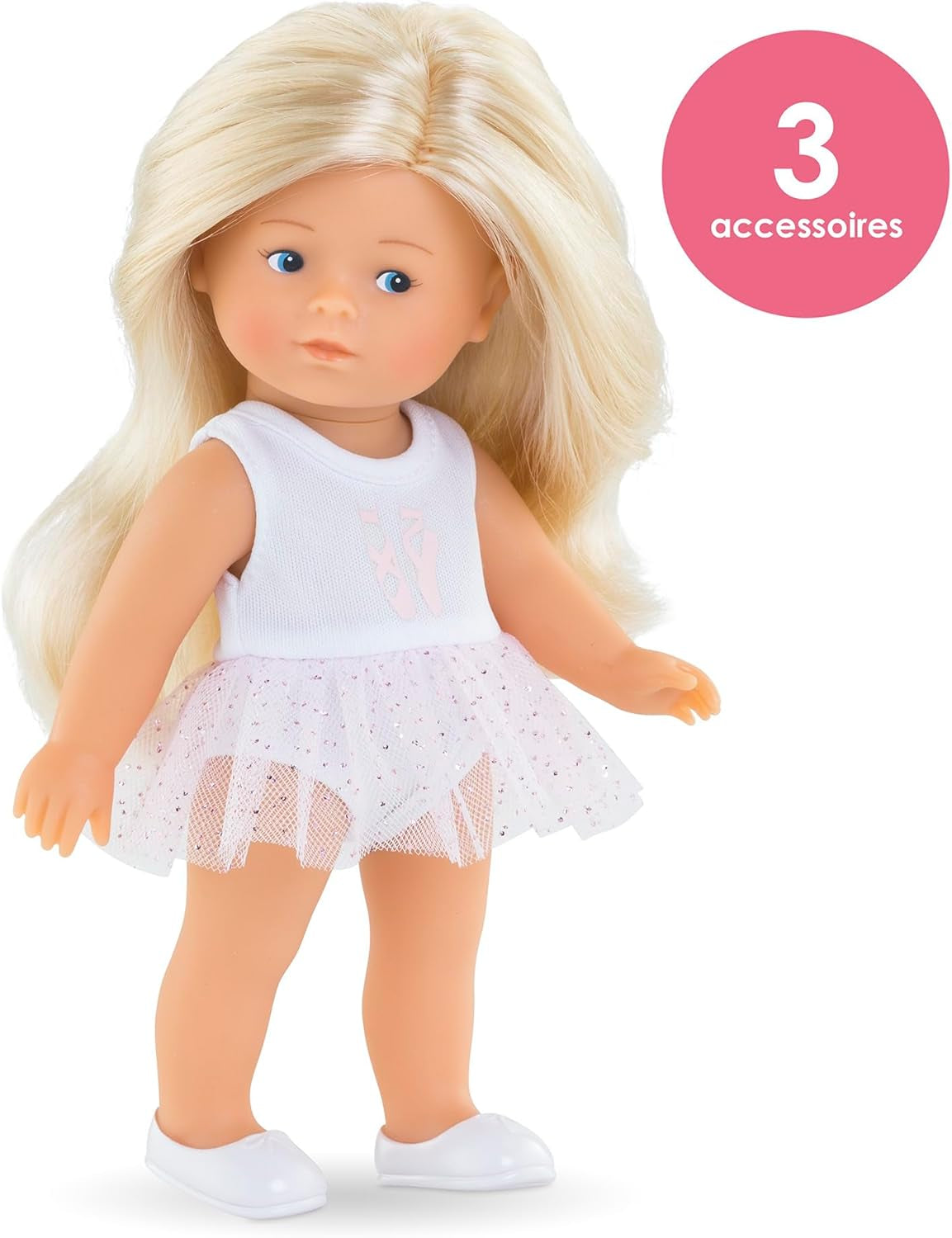 Les Trendies Mini Corolline Rosy Ballerina Set, Vollvinylpuppe mit langem Haar, extra Outfit in Geschenkbox, Vanilleduft, 20cm, ab 3 Jahren