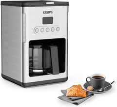Espressor de cafea cu filtru Krups KM442D Premium | 10-15 cești | 1000 wați | programabil | funcție de menținere la cald | oțel inoxidabil | negru