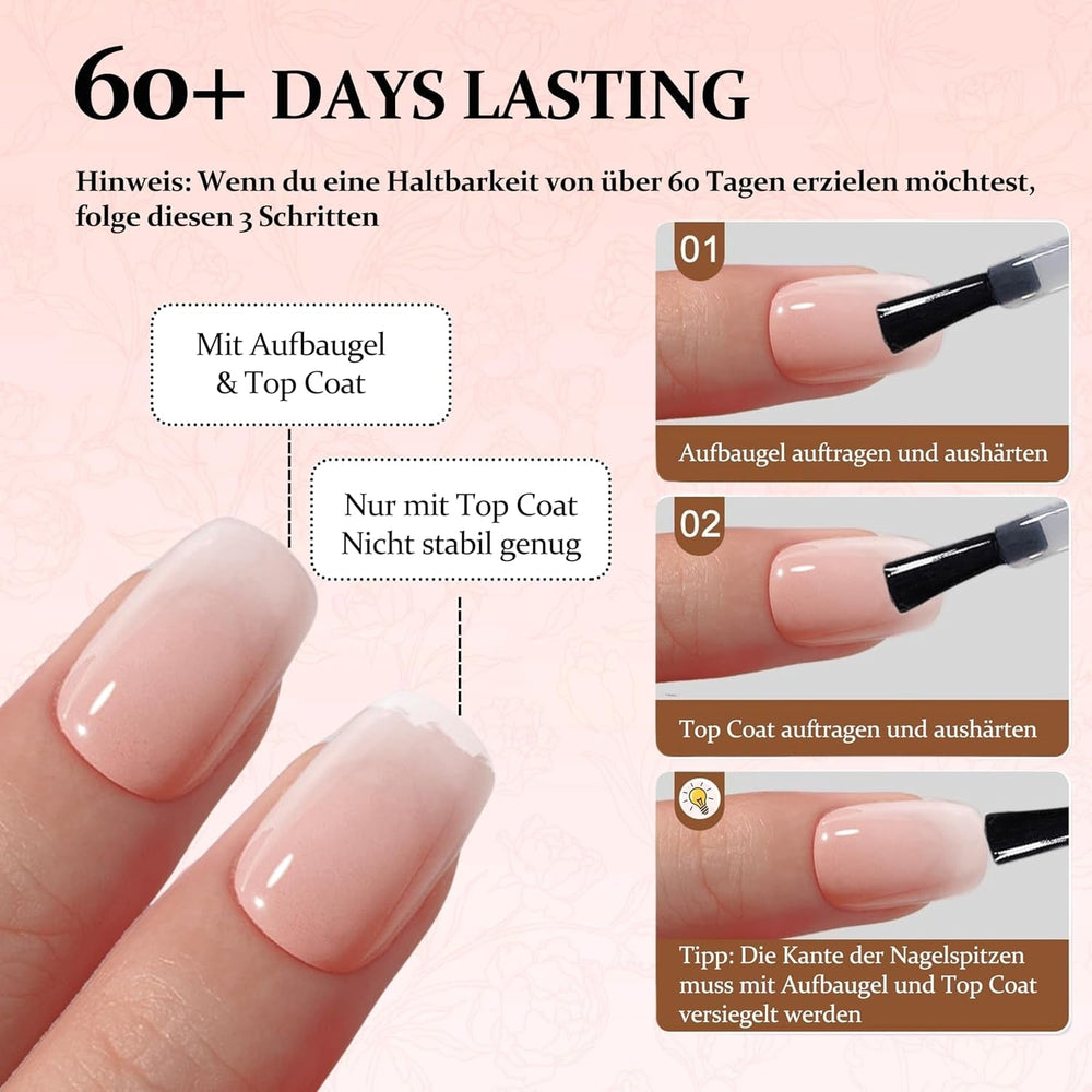 Set 240 de bucăți de unghii pătrate cu gradient, unghii artificiale alb nud cu gradient pentru lipire cu stilou cu ulei, unghii false naturale medii ombre pentru femei DIY (Nude Square)