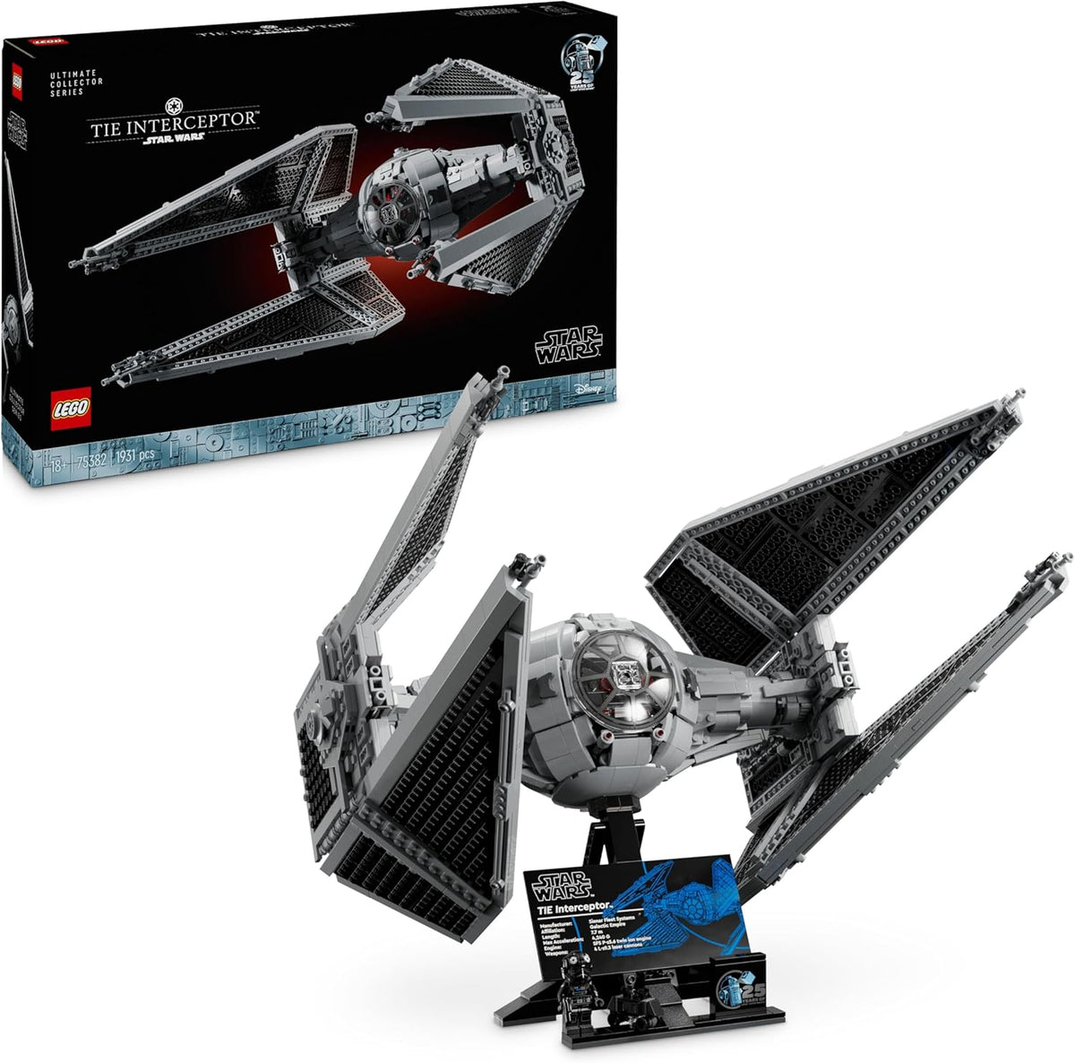LEGO Star Wars TIE-Abfangjäger, kreatives Bauset aus der Ultimate Collector Series für Erwachsene, Modell eines Sternjägers Steinen, Geschenk für Fans, Sammlerstück, UCS-Set 75382
