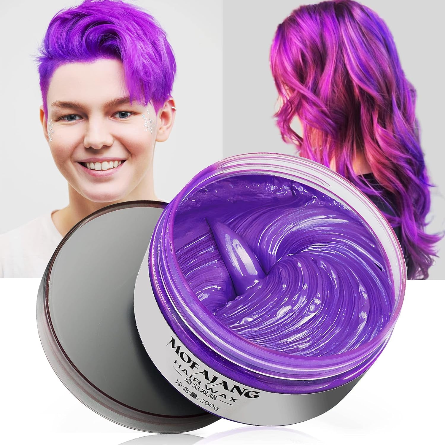 Culoare temporară a părului, Styling Hair Tone pentru bărbați femei, Pomadă pentru coafură naturală, Ceară pentru vopsirea părului pentru petreceri, Cosplay și Halloween, 4.23 oz (Silver Grey) Vopsea pentru par Naty Shop Violet