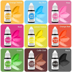 Colorant alimentar 9 x 10 ml, coloranți alimentari lichizi - set de coloranți alimentari pentru decorarea torturilor, macaroane, gogoși, fudge, glazură, săpunuri DIY, înghețată, colorant pentru săpun, colorant pentru pistol de pulverizare