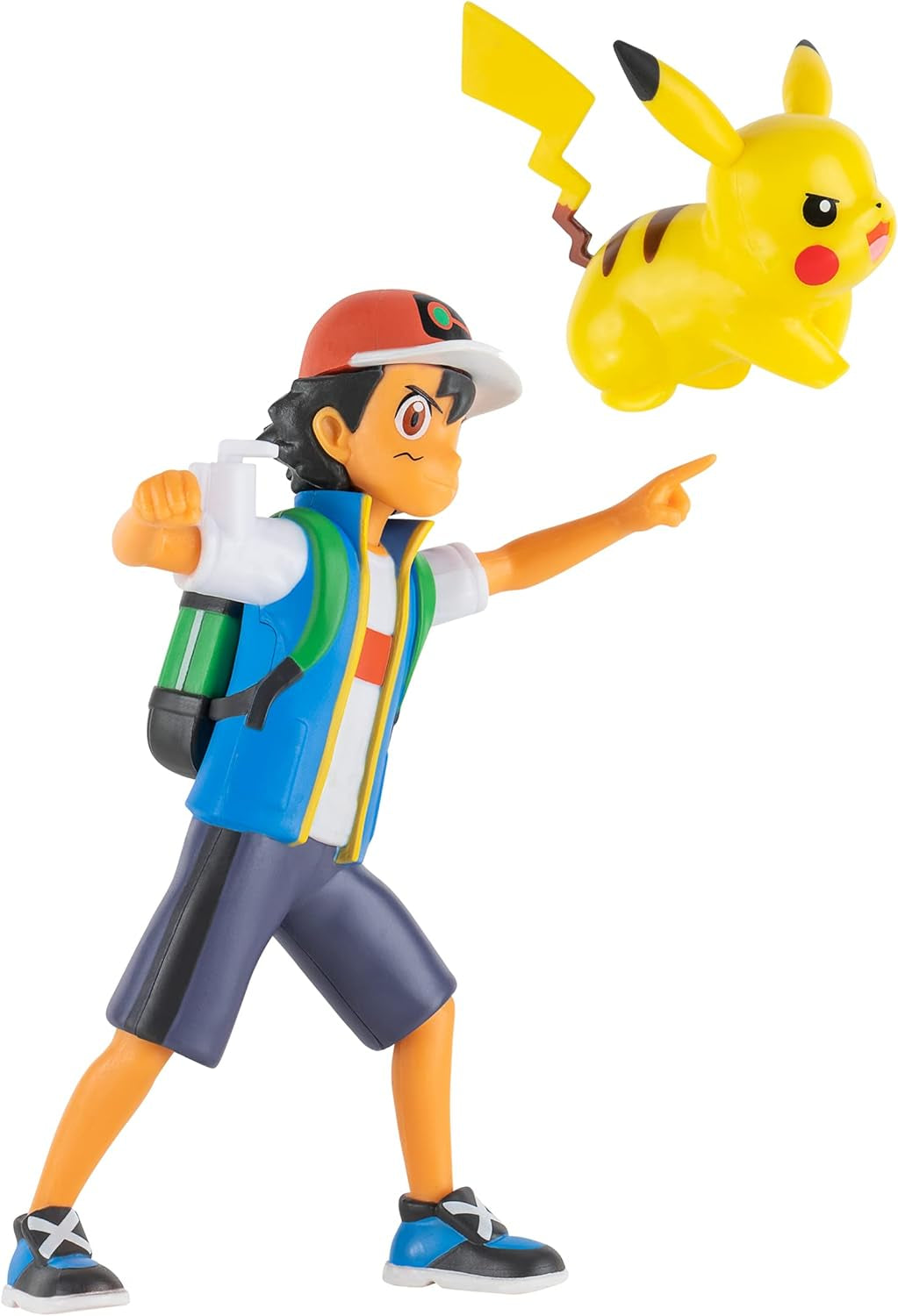 Pokémon PKW2473 - Battle Feature Figure - Ash & Pikachu, figuri mobile oficiale, 11,5 cm Ash și 5 cm Pikachu Action figures Naty Shop