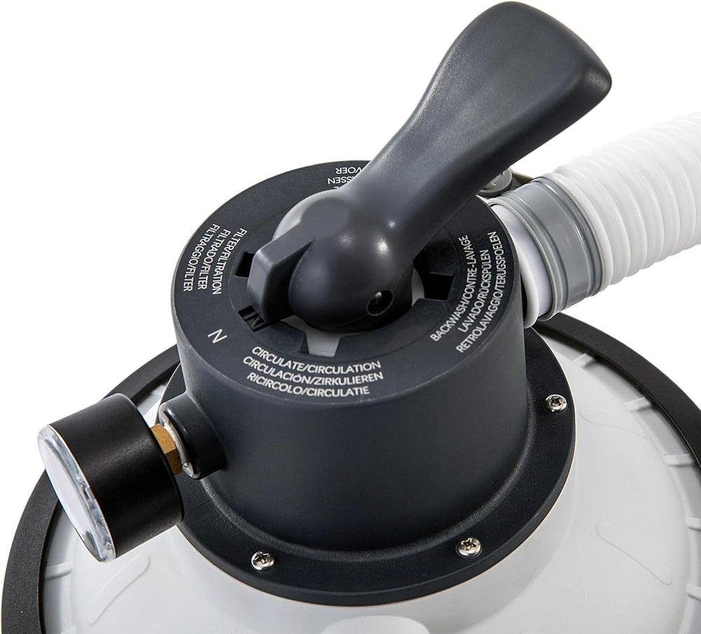 Pompă filtrantă cu nisip Intex 26642 Krystal Clear cu RCD, debit de apă 3500 l/h, debit sistem 2000 l/h, plastic, alb