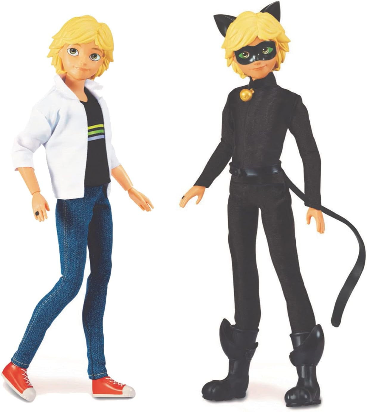 BANDAI - Miraculous - Păpușă Miraculous Cat Noir și Adrien - Păpușă manechin 26 Cm și cele 2 ținute ale ei - Jucărie Miraculous - Păpușă super erou articulată - Jucărie pentru copii de la 4 ani - P50356 Papusi Naty Shop
