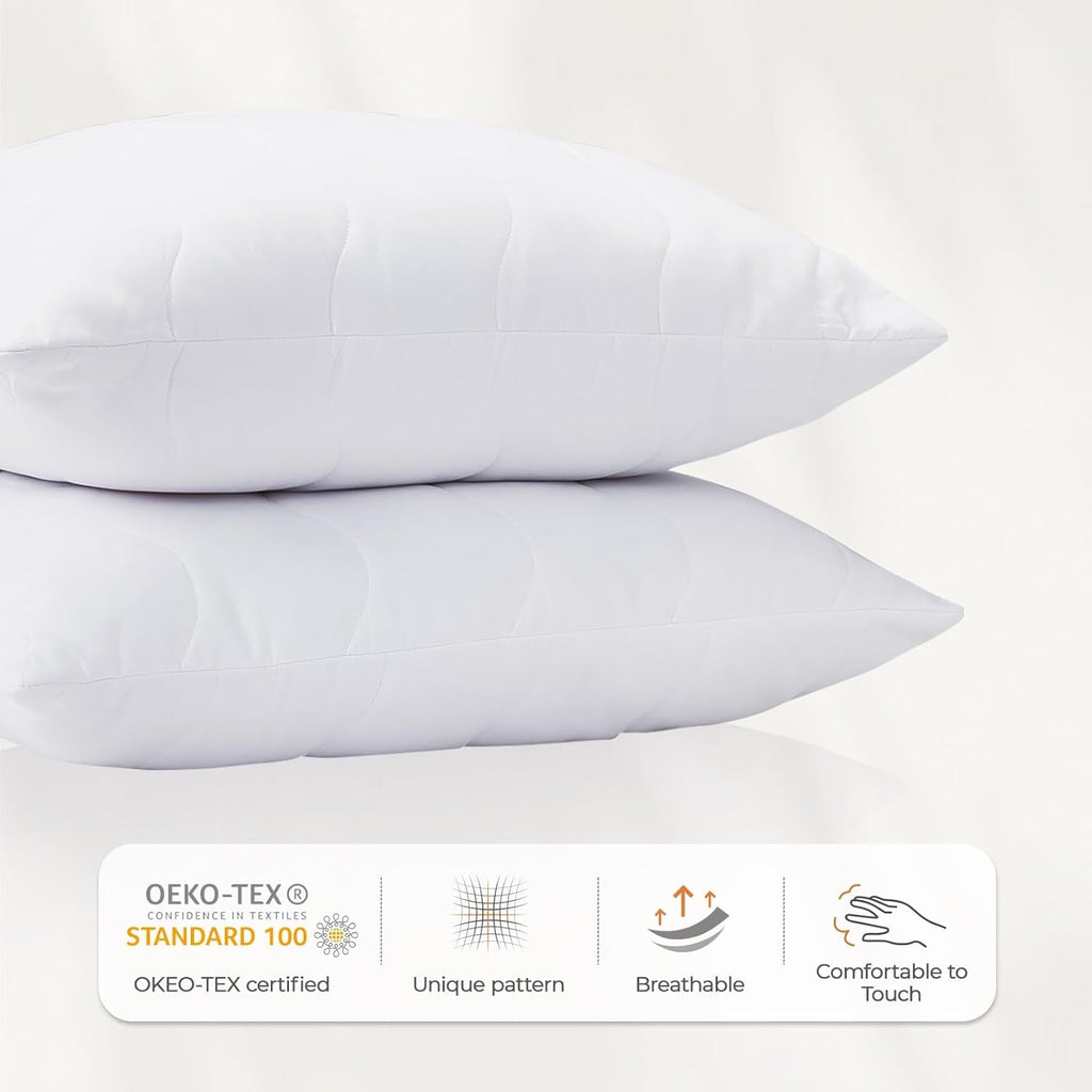 Pernă Sweetnight 40X40 Set de 2, umplutură de pernă din fibre de lemn din poliester, pernă moale și de susținere pentru toate pozițiile de dormit, pernă de dormit respirabilă, lavabilă cu fermoar Perne standard Naty Shop