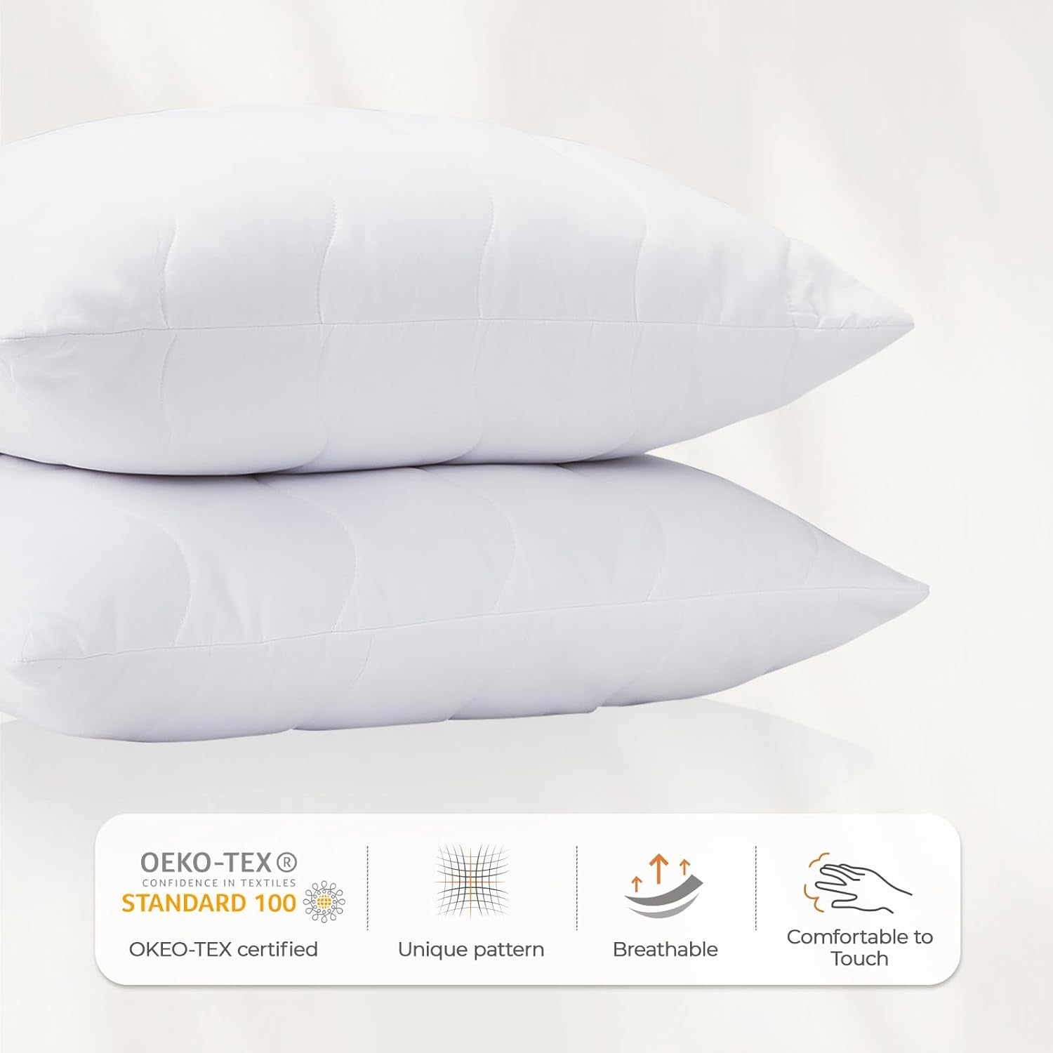 Pernă Sweetnight 40X40 Set de 2, umplutură de pernă din fibre de lemn din poliester, pernă moale și de susținere pentru toate pozițiile de dormit, pernă de dormit respirabilă, lavabilă cu fermoar Perne standard Naty Shop